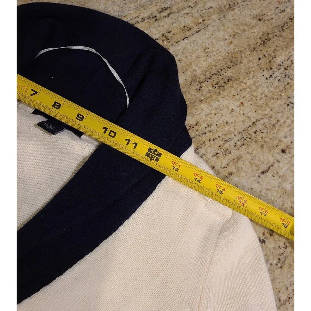 Tommy Hilfiger Womens Size M Cardigan Sweater Button Front Cream Blue - Picture 4 of 12